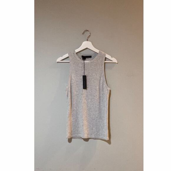 360 Sweater Ribbed Tank in Grey. - Picture 2 of 4